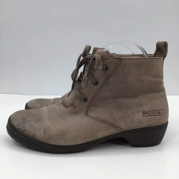 Women's 8.5 Bogs Carrie Chukka Boots Ankle Booties Waterproof Brown Leather - Picture 6 of 14